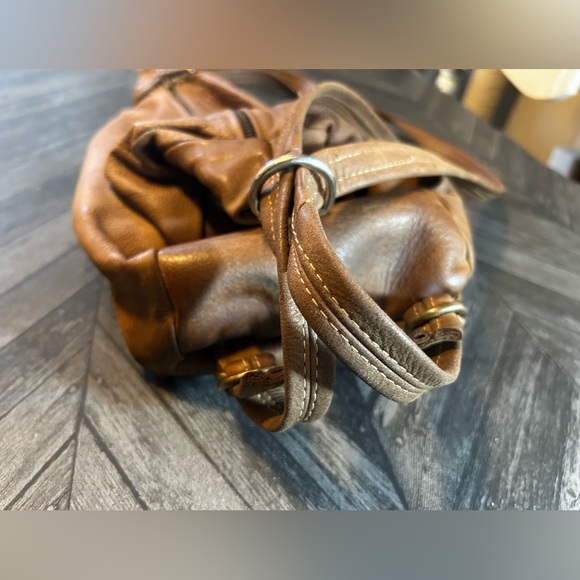 Vintage Karen Gunna Leather Light Camel Brown Rucksack Backpack made in Canada - Picture 3 of 13